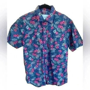 Men’s Sovereign Codes button down Short sleeved SHIRT BLUE RED FLORAL M